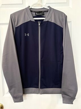 Under Armour Navy and Gray Lightweight Full-Zip Jacket Youth Size XL